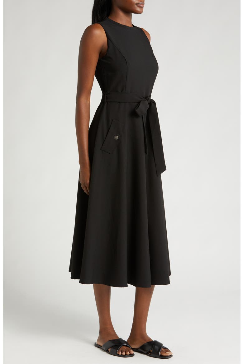 Tie Belt Fit & Flare Dress, Alternate, color, BLACK