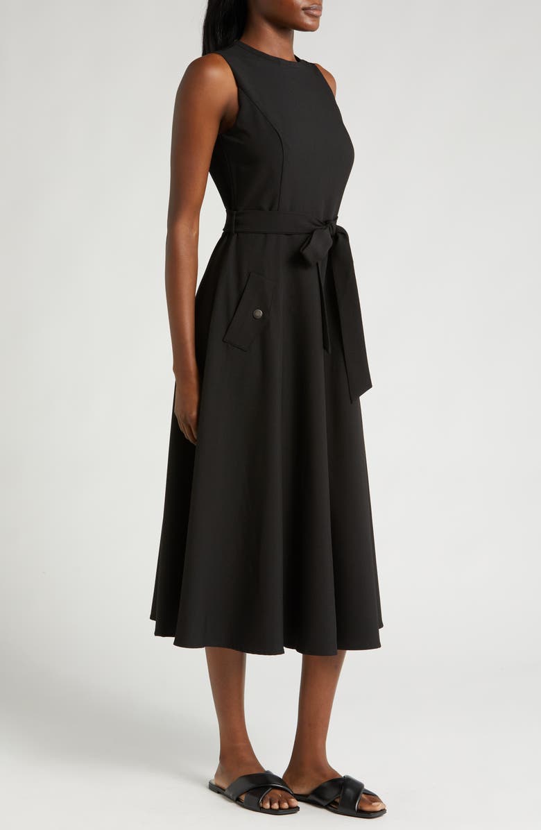 Nordstrom Tie Belt Fit & Flare Dress, Alternate, color, Black