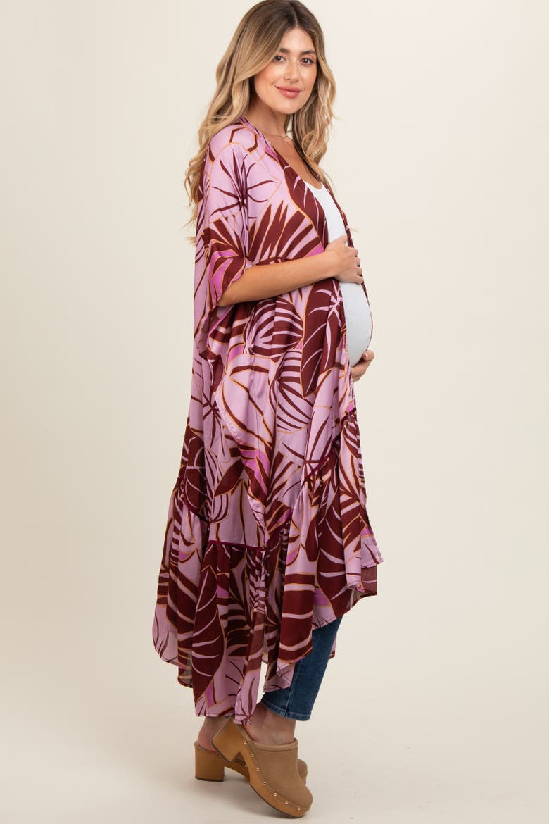 Tropical Print Long Cover Up, Alternate, color, Lavender