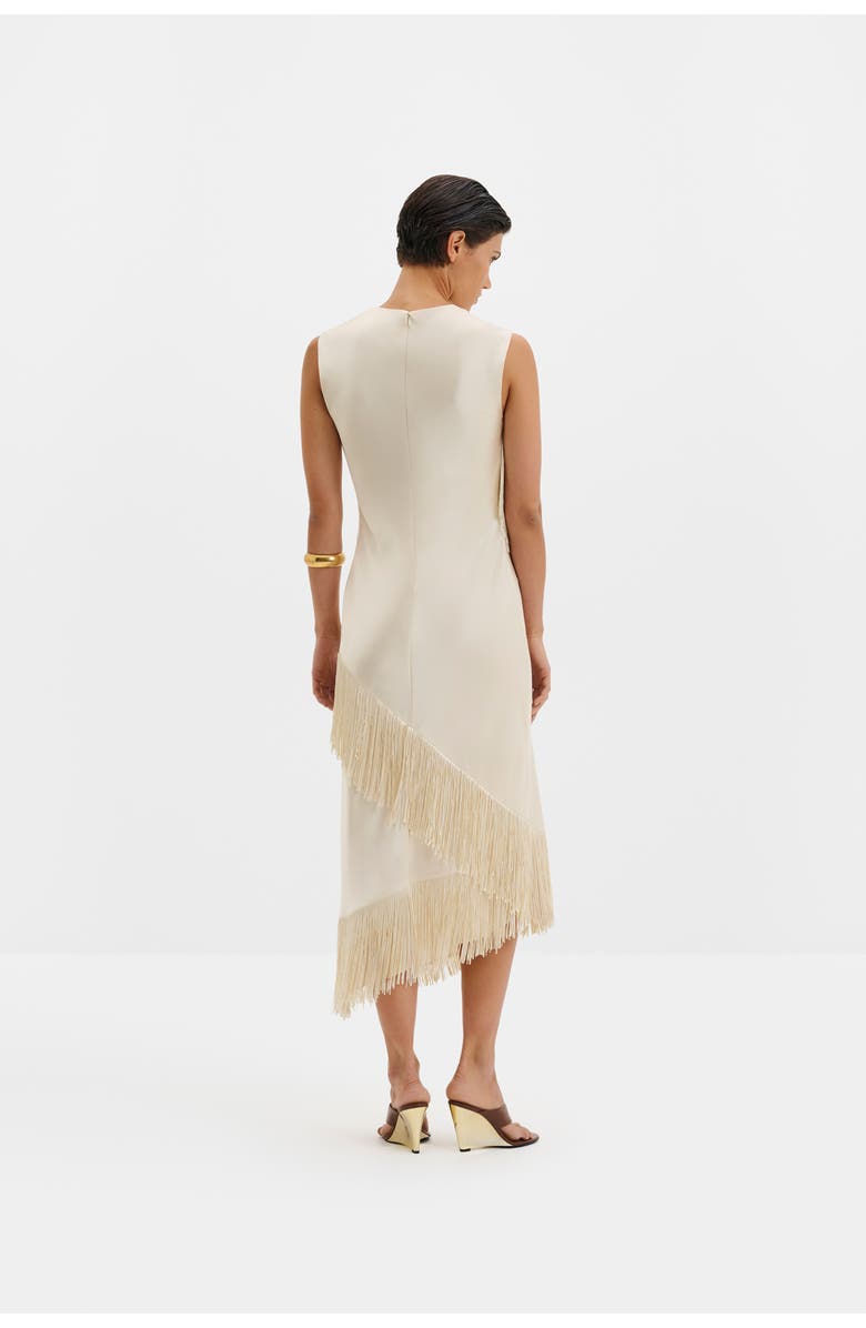 Malina Lovis Fringe Detailed Midi Dress, Alternate, color, Pearl