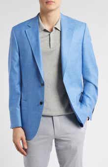 Peter Millar Hyperlight Soft Light Blue Slub Wool & Silk Blend Sport Coat