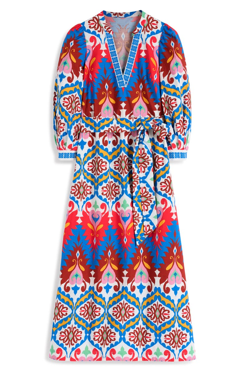 Boden Octavia Cotton Midi Dress, Alternate, color, Multi Ikat Dream