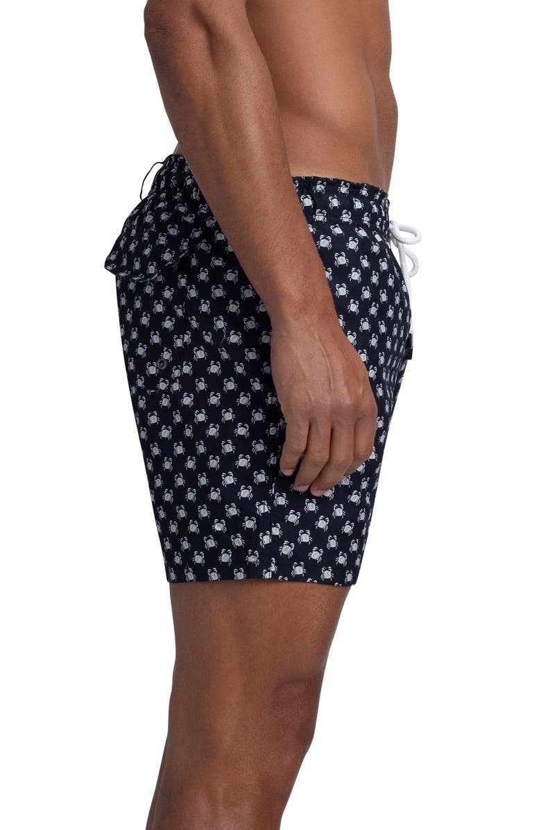 Bugatchi Crab Print Swim Trunks, Alternate, color, 