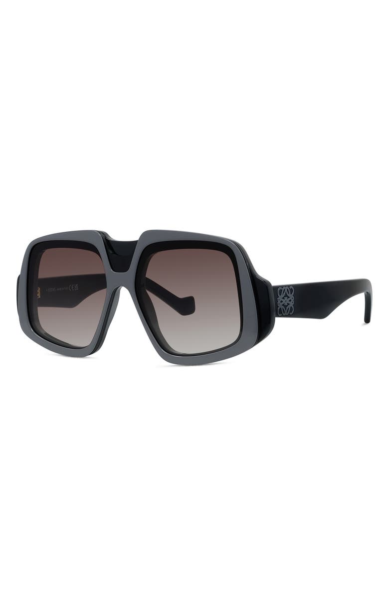 Loewe Anagram 61mm Gradient Geometric Sunglasses, Alternate, color, Shiny Black / Bordeaux