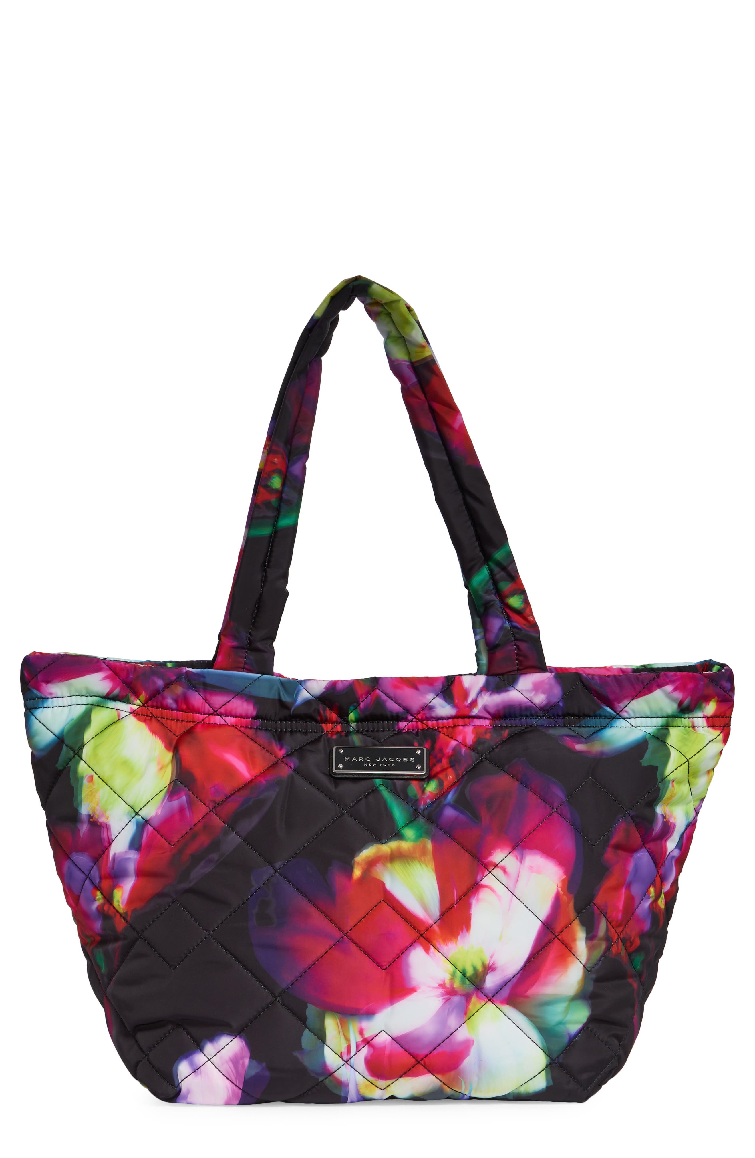 Marc Jacobs Medium Floral Print Quilted Nylon Tote, Main, color, 