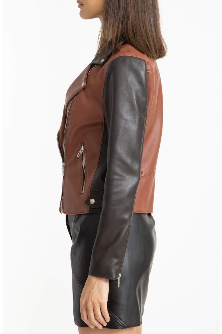 Two-Tone Faux Leather Moto Jacket, Alternate, color, TWO SIDE