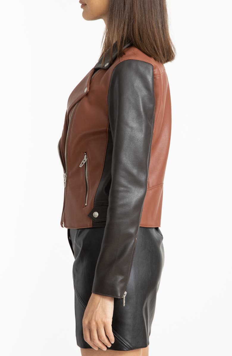 BLANKNYC Two-Tone Faux Leather Moto Jacket, Alternate, color,