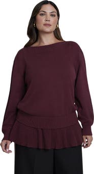 ELOQUII Ruffed Hem Sweater (plus)