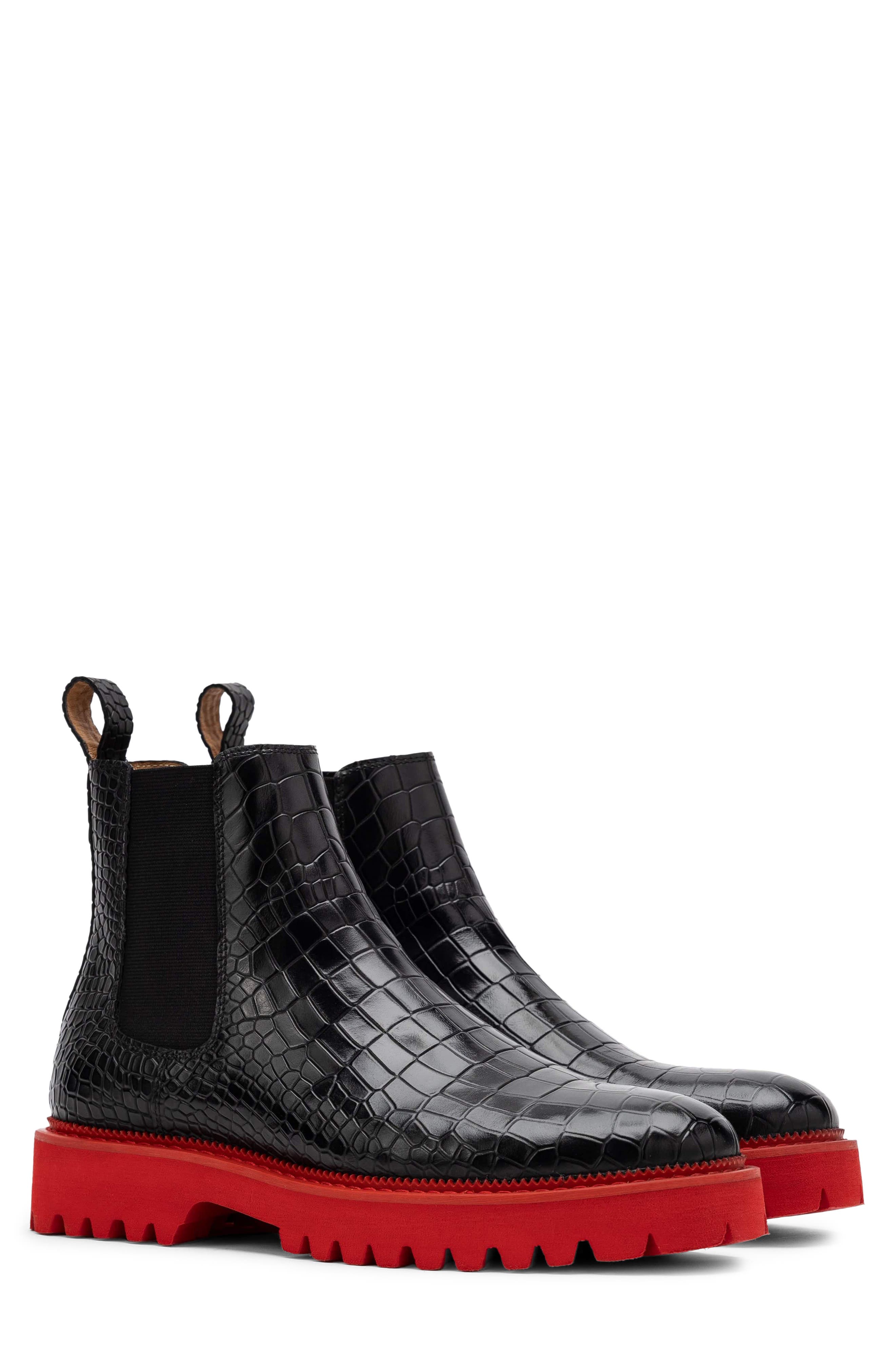Dax Chelsea Boot, Main, color, BLACK/RED