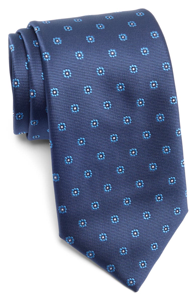 TOM BAINE Floral Jacquard Tie, Main, color, Navy
