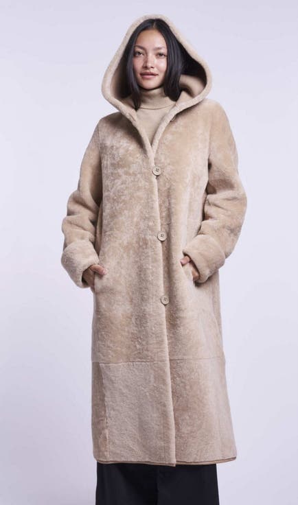 Hooded Shearling Coat