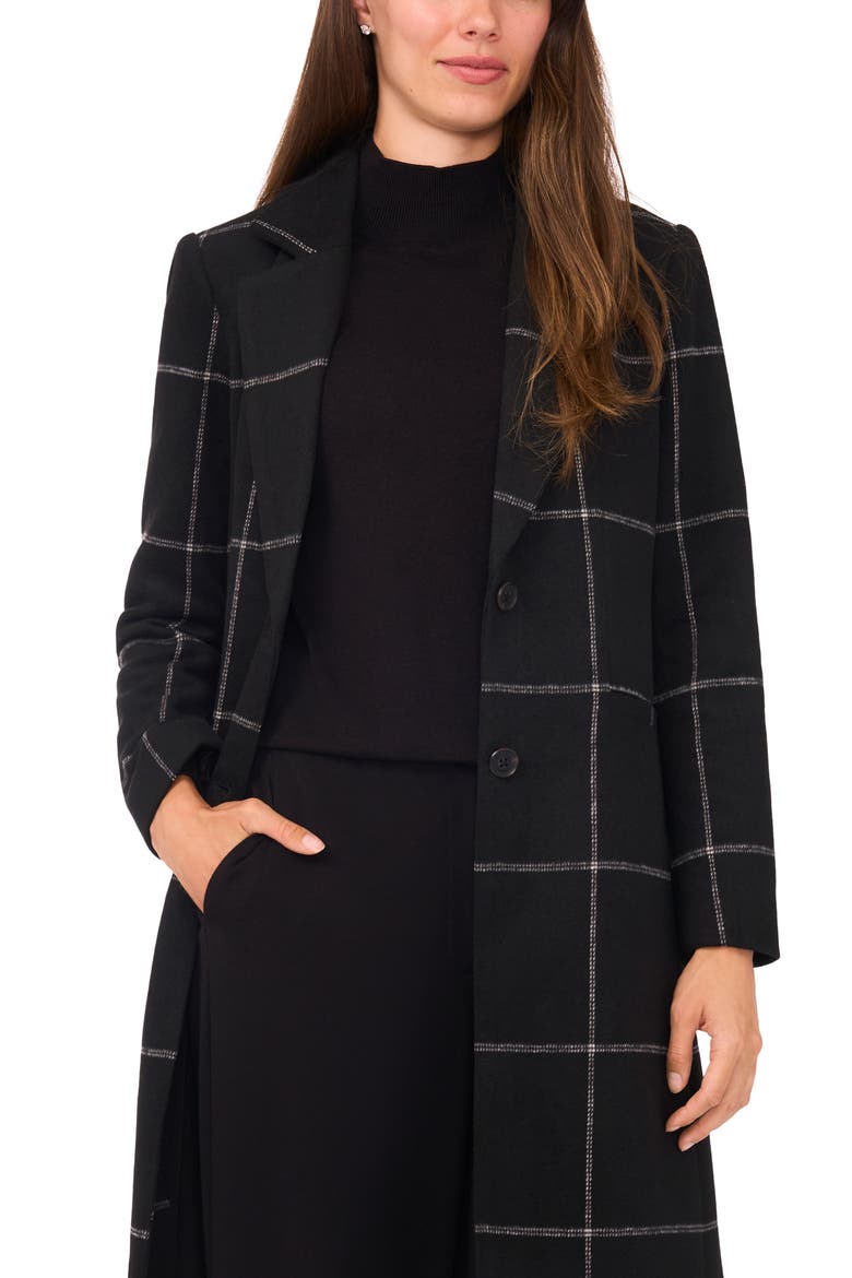 Windowpane Check Longline Jacket, Alternate, color, RICH BLACK