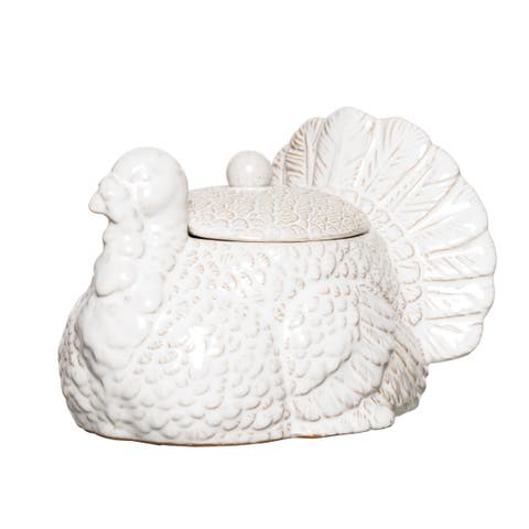 White Turkey Decorative Thanksgiving Small Stoneware Cookie Jar