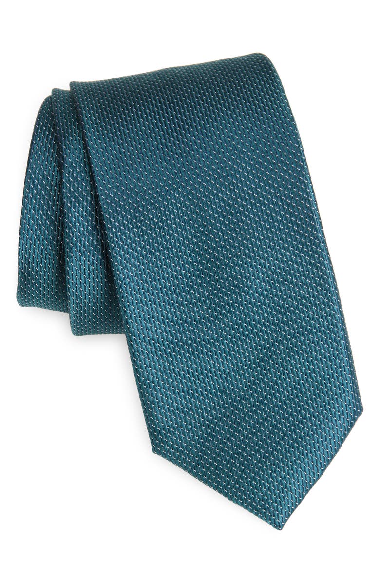 Nordstrom Haskin Textured Solid Silk Tie, Main, color, Jade