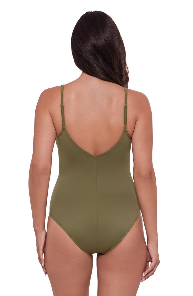 S3 Banded Plunge V-Neck One Piece Swimsuit, Alternate, color, Eucalyptus