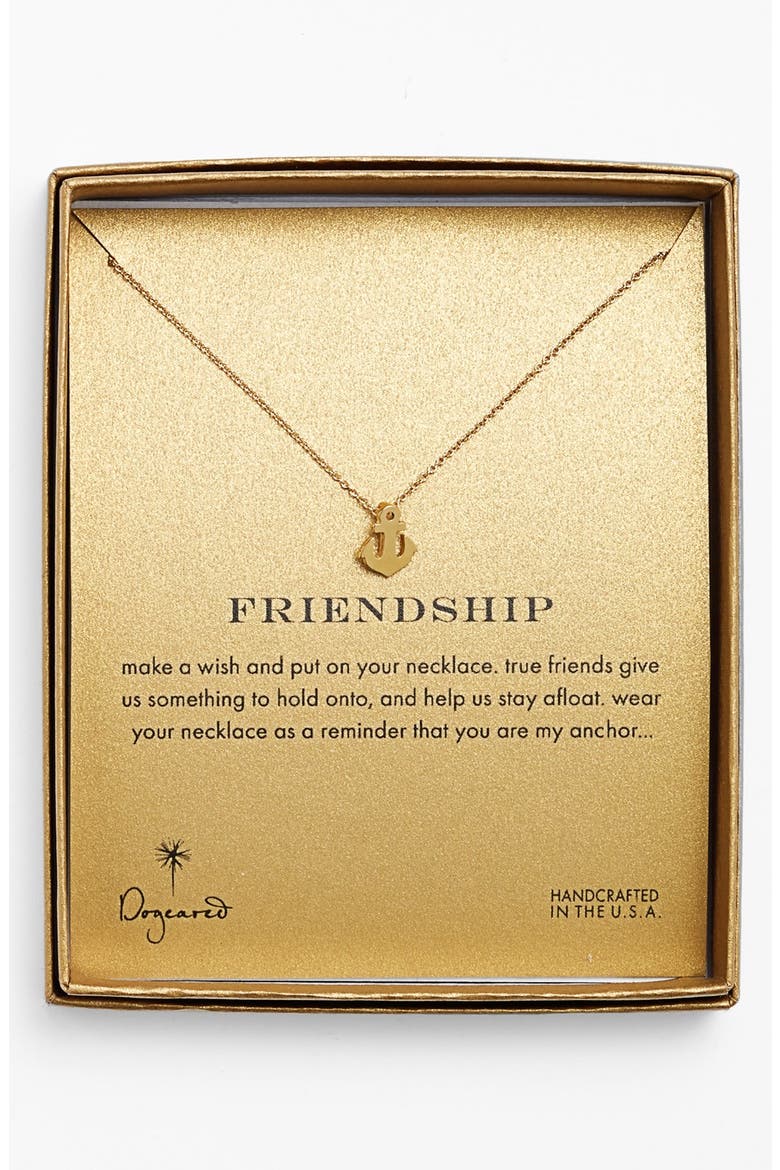 'Reminder - Friendship' Anchor Pendant Necklace, Alternate, color, GOLD DIPPED