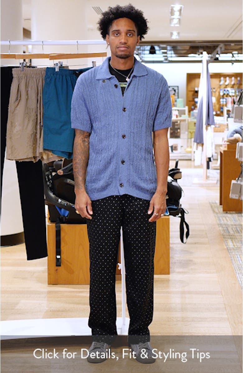 Zefi Salamanca Texture Knit Short Sleeve Button-Up Shirt, sales video thumbnail