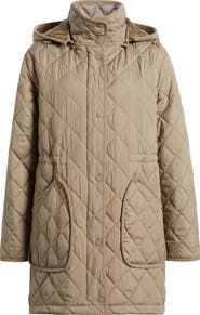 Bernardo Diamond Quilted Hooded Puffer Coat