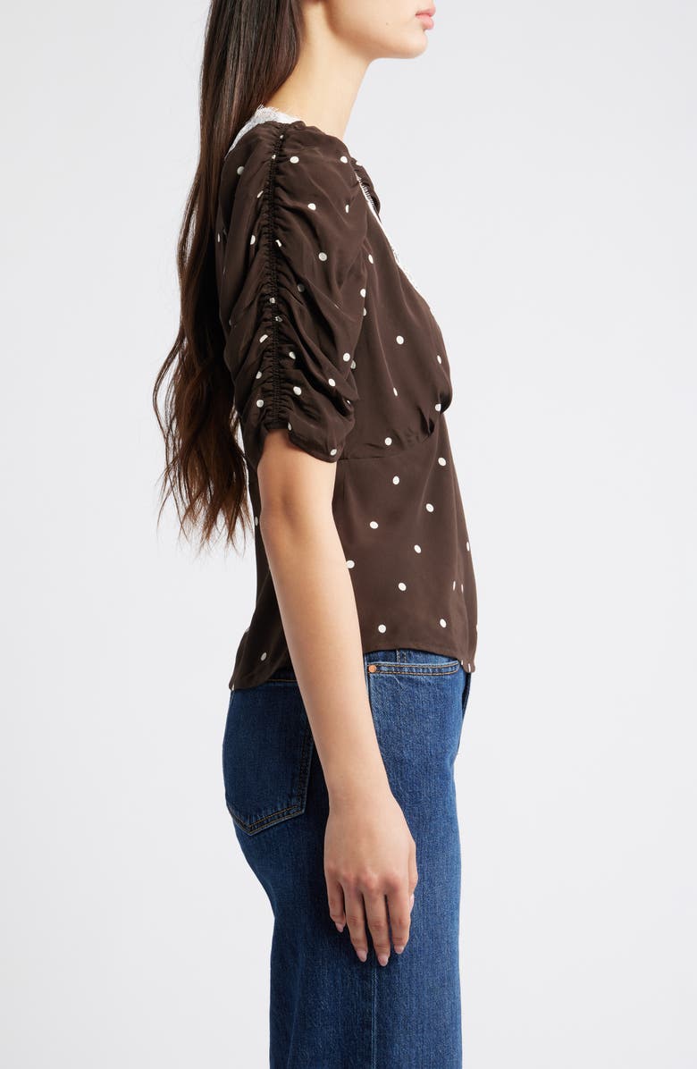Rails Lazara Lace Trim Polka Dot Top, Alternate, color, Cocoa Polka Dots