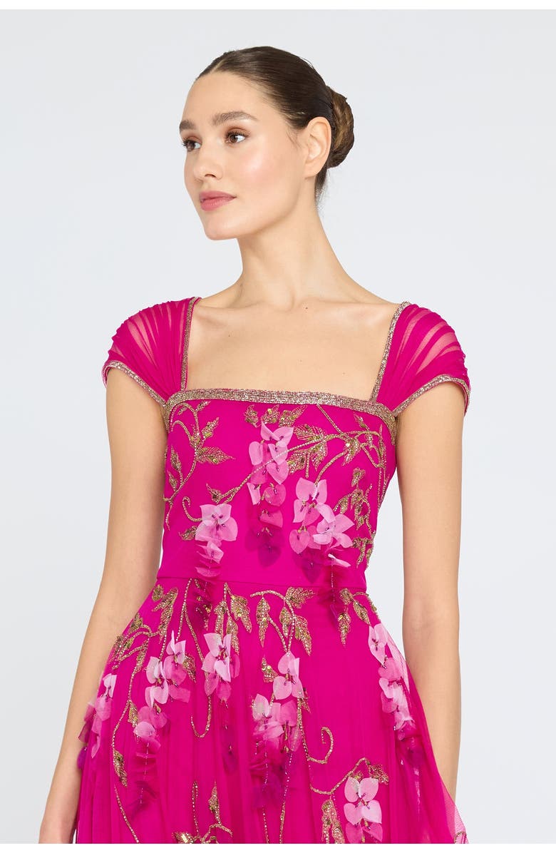 Theia Giana Beaded Gown, Alternate, color, Deep Fuchsia