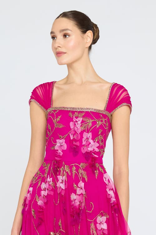 Theia Giana Beaded Gown In Pink