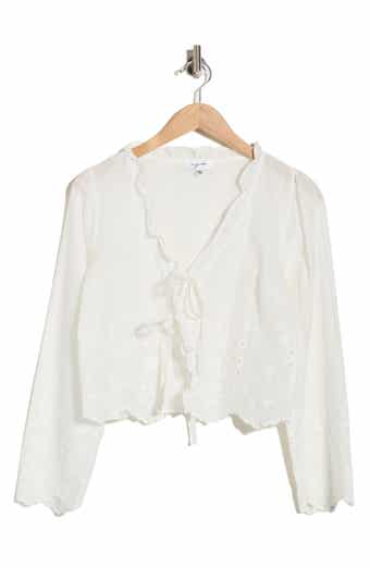 Vigoss Long Sleeve Eyelet Trim Top