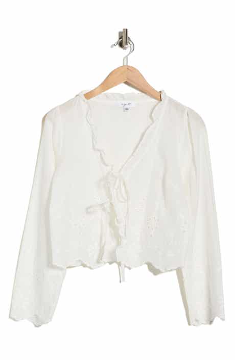 Vigoss Long Sleeve Eyelet Trim Top