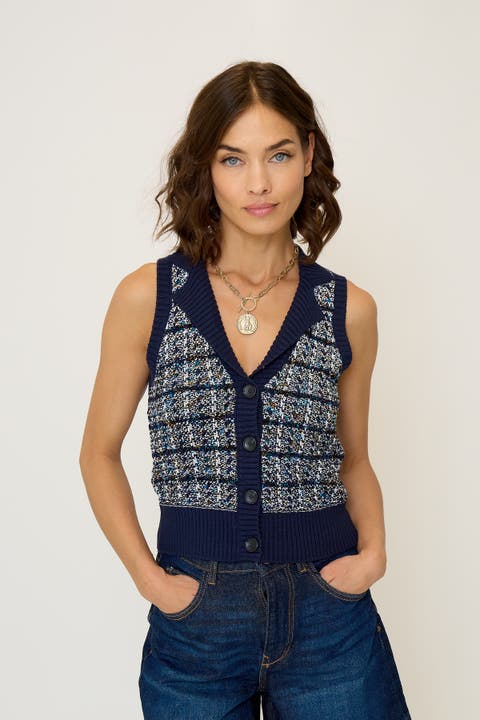 トップス meer. TWEED TAILORED VEST TOPS SLEEVELESS TWEED CROP TOP – NDS Boutique
