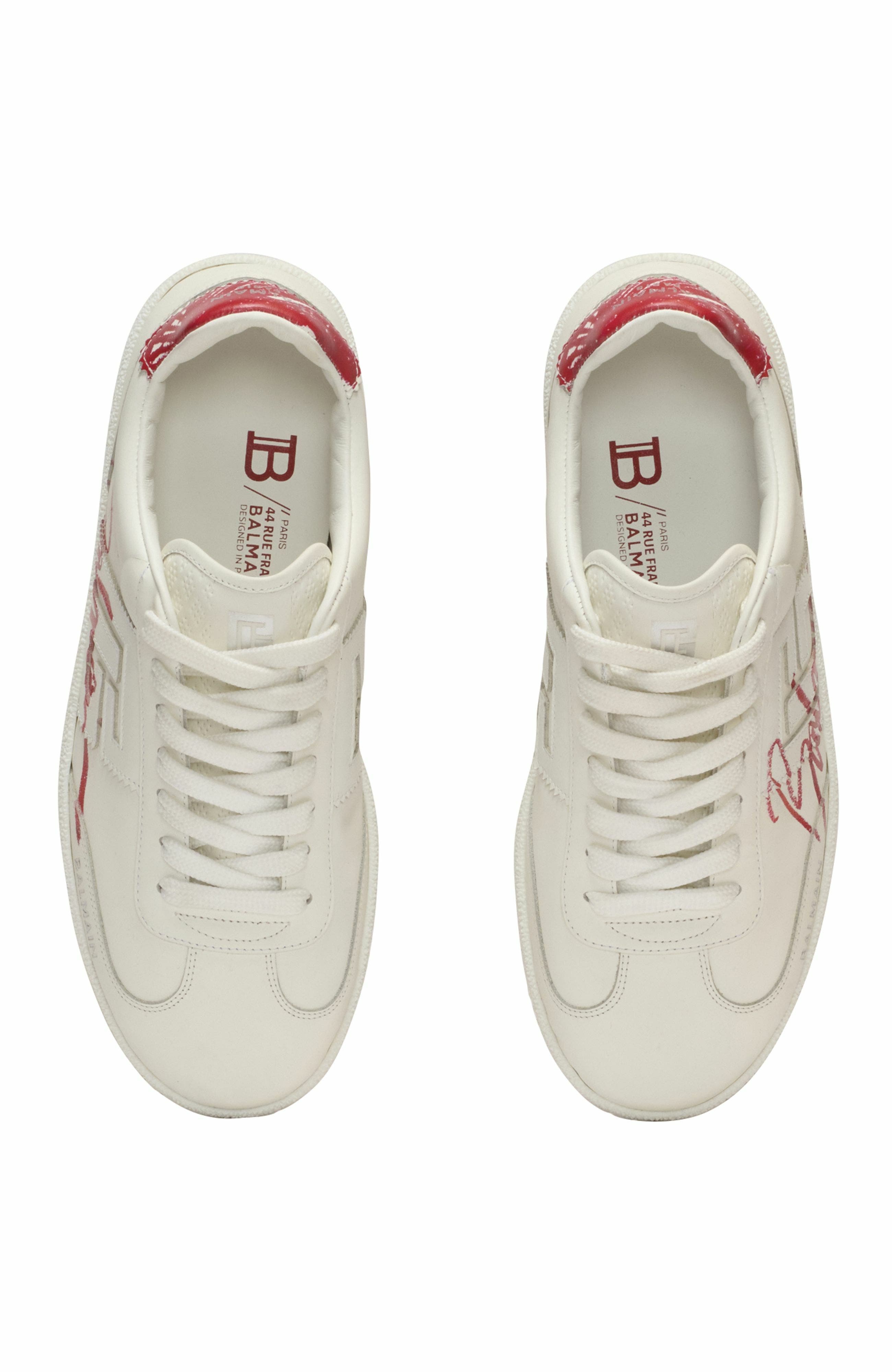 Balmain Leather Balmain Swan Lipstick Trainers, Alternate, color, 