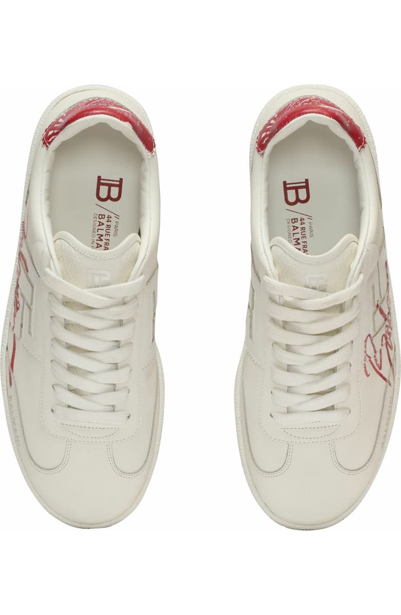 Balmain Leather Balmain Swan Lipstick Trainers, Alternate, color,