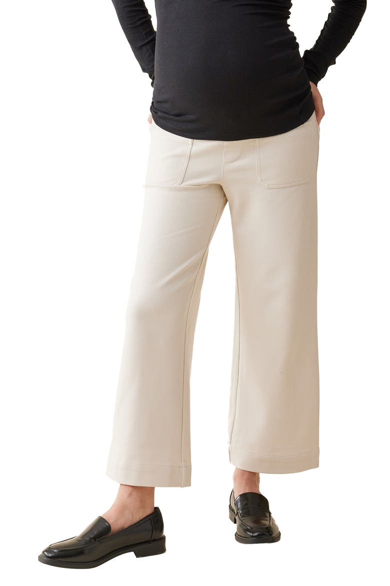Crop Wide Leg Maternity Pants, Main, color, STONE