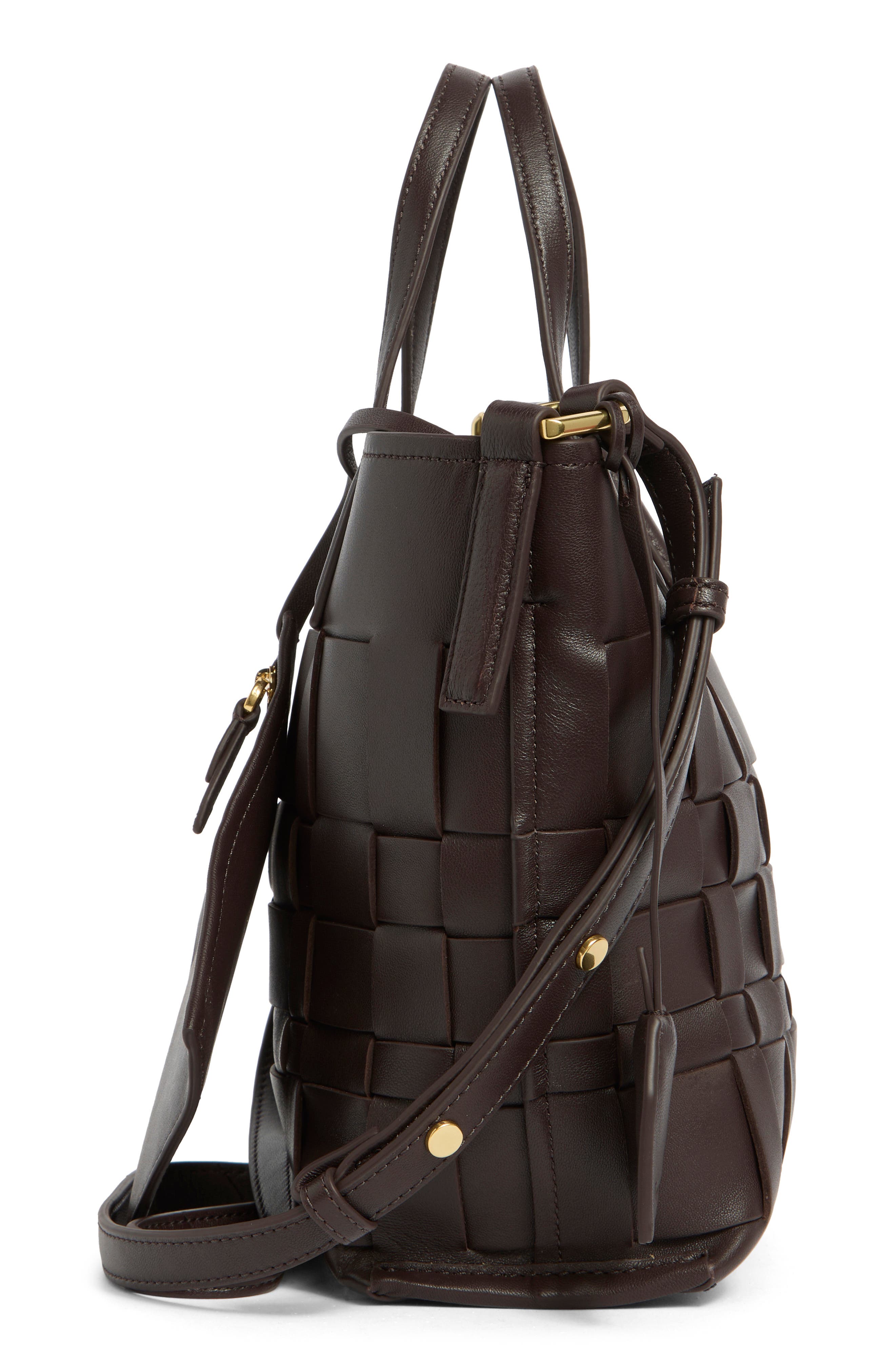 3.1 Phillip Lim Odita Leather Lattice Bucket Bag, Alternate, color, Chocolate