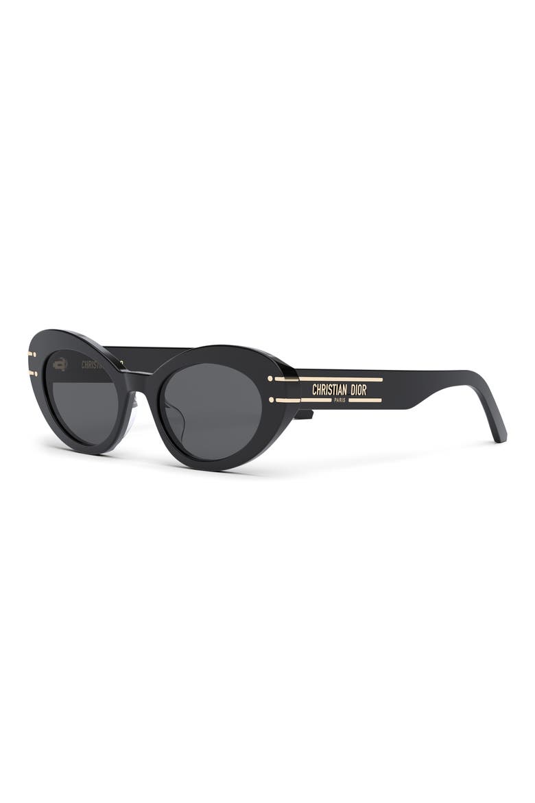 The Diorsignature B3U 51mm Butterfly Sunglasses, Alternate, color, SHINY BLACK / SMOKE