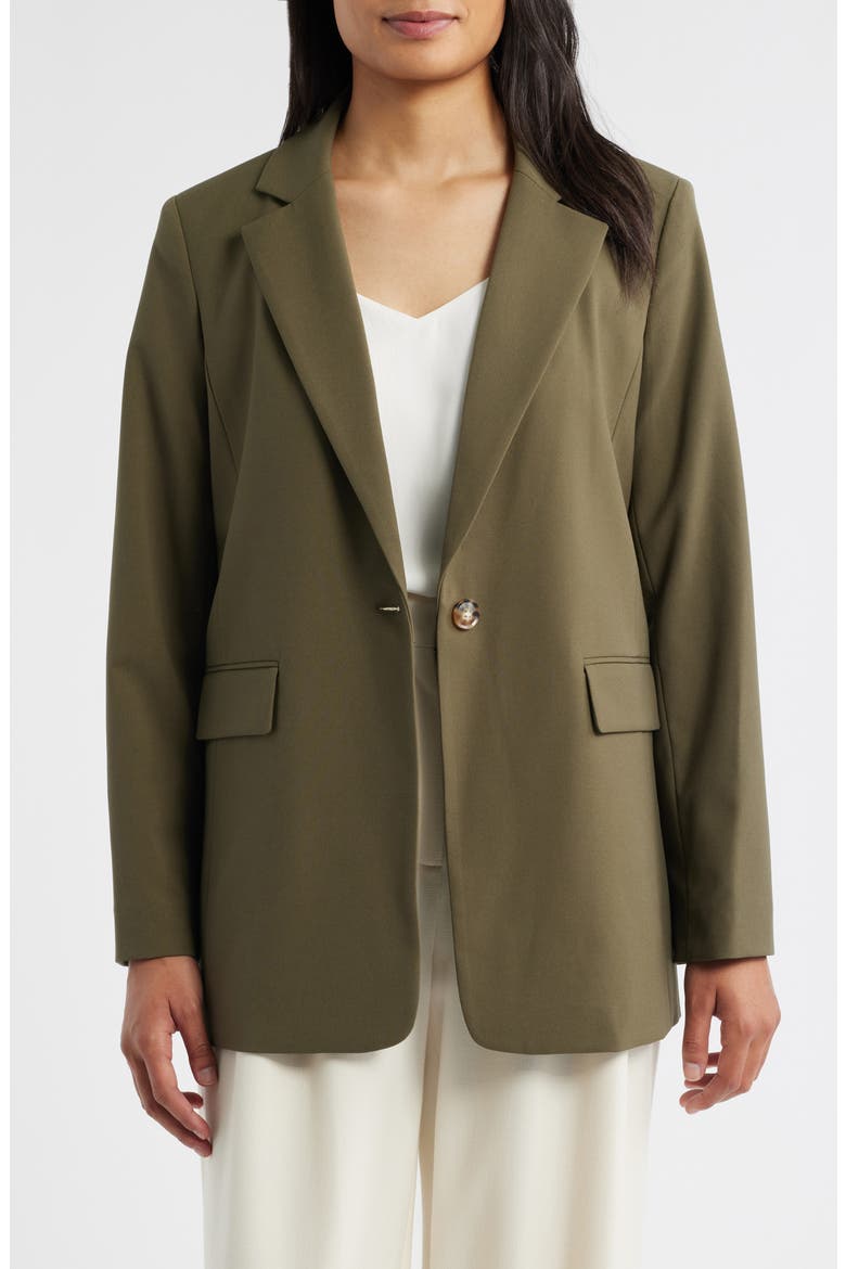 Relaxed One-Button Blazer, Main, color, MARTINI OLIVE