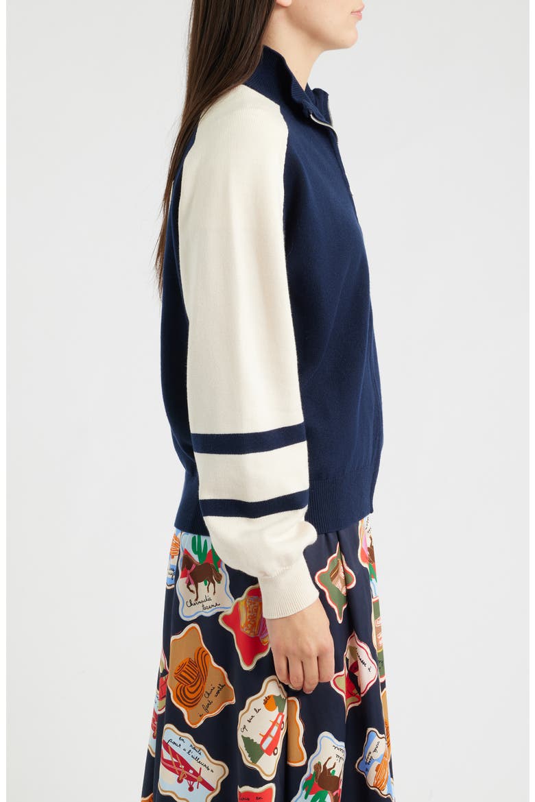 Timbre Colorblock Zip Cardigan, Alternate, color, BLEU MARINE