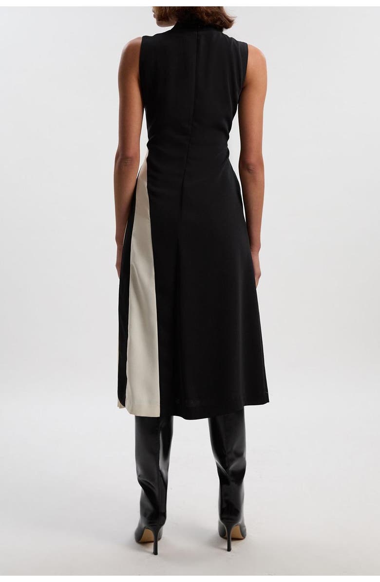 Karen Millen Block High Neck Pleated Midi Dress, Alternate, color, Mono