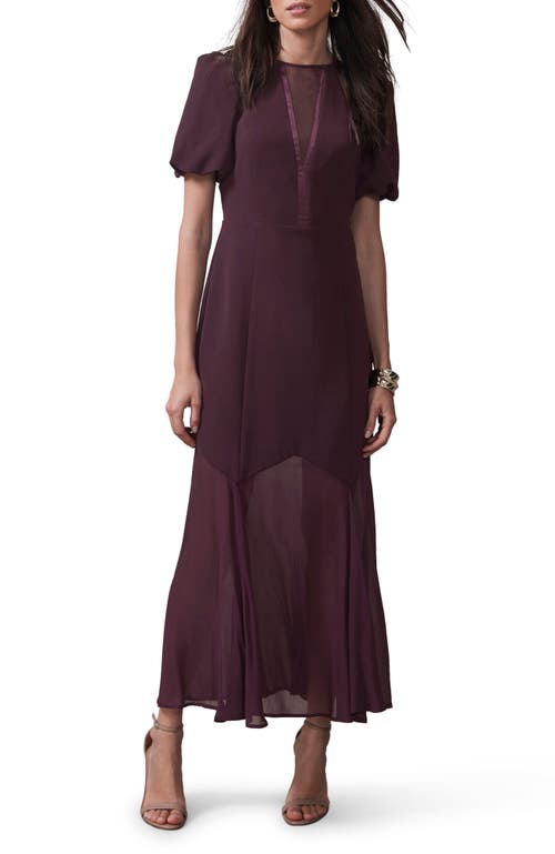 Mint Velvet Sheer Detail Maxi Dress In Burgundy