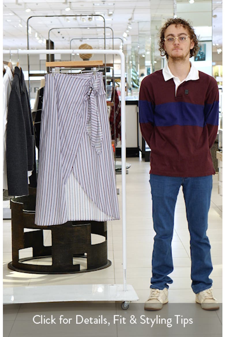 Jacey Stripe Wrap Midi Skirt video