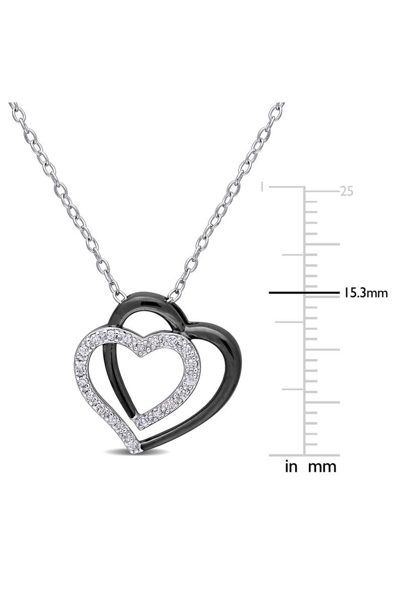 Diamond Double Heart Pendant Necklace - 0.1ct., Alternate, color, WHITE