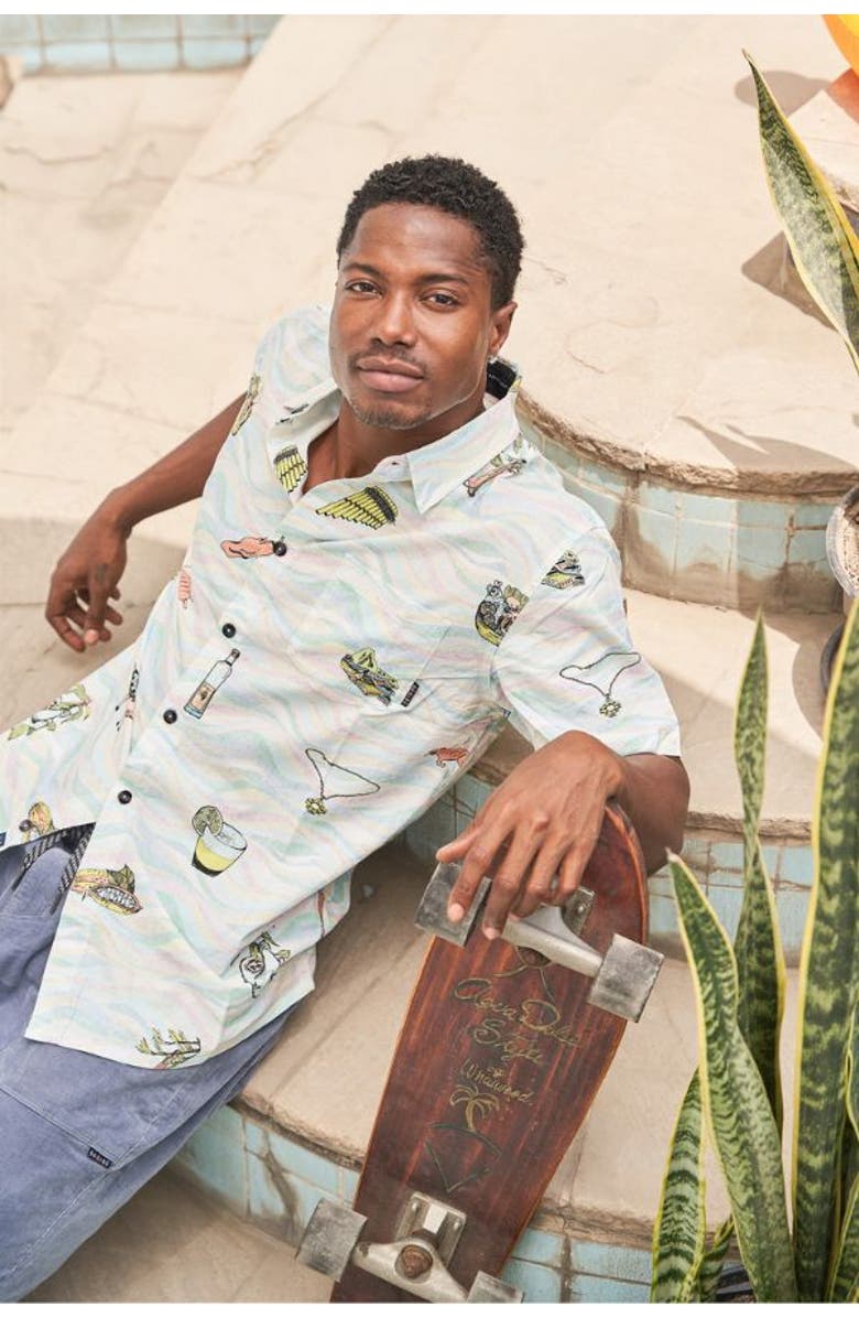 Baja Llama INCAN TREASURES - 7-SEAS BUTTON UP, Alternate, color, White