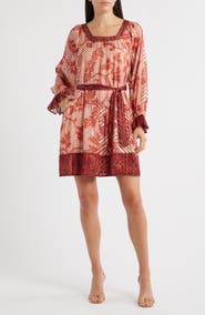 CIEBON Kiki Tie Belt Long Sleeve Dress