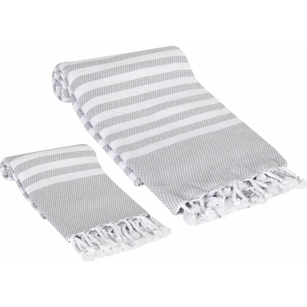 Olive And Linen Olive & Linen Eversoft Turkish Towel Set In Gray