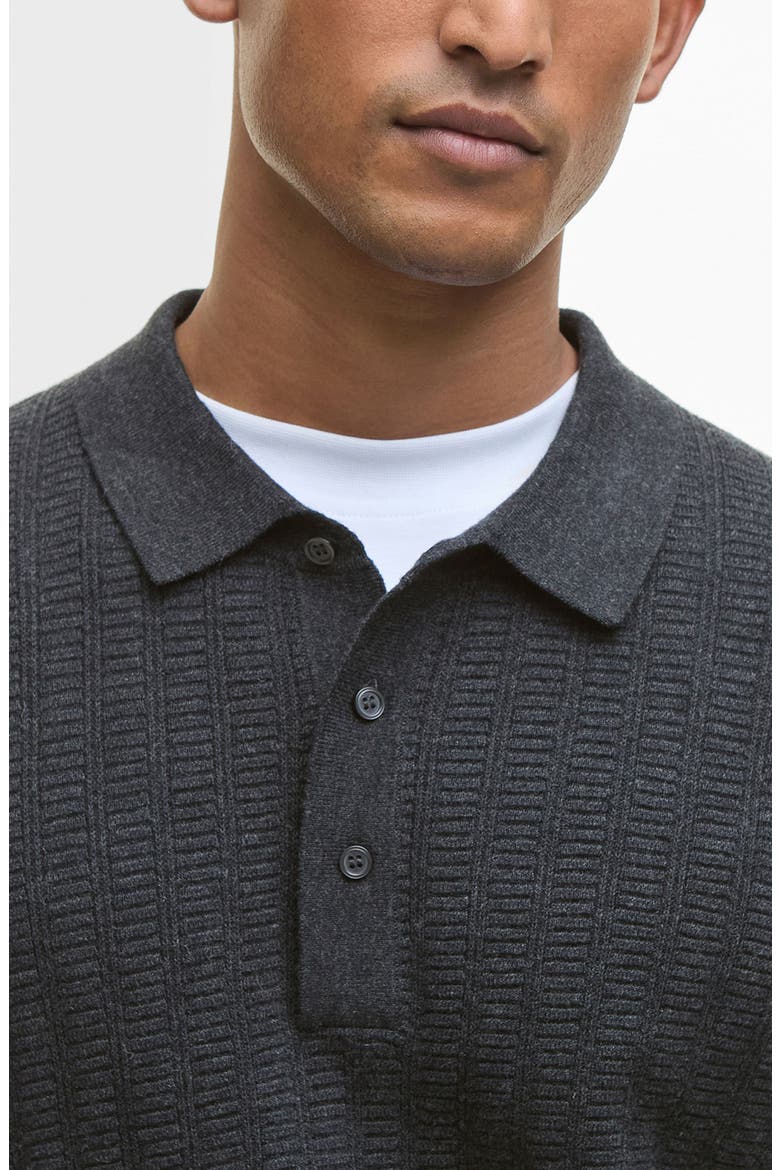 Smeaton Wool Blend Long Sleeve Polo, Alternate, color, BLACK MARL