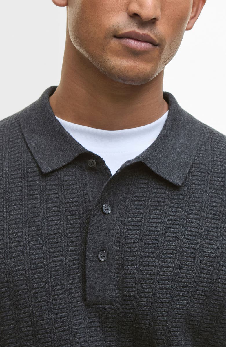 Barbour Smeaton Wool Blend Long Sleeve Polo, Alternate, color, Black Marl