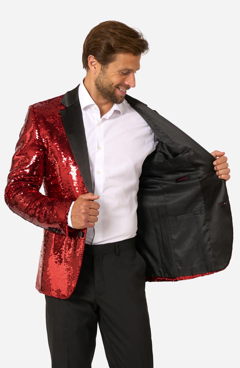OppoSuits Radiant Red Sequin Embellished Dinner Jacket, Alternate, color, Red