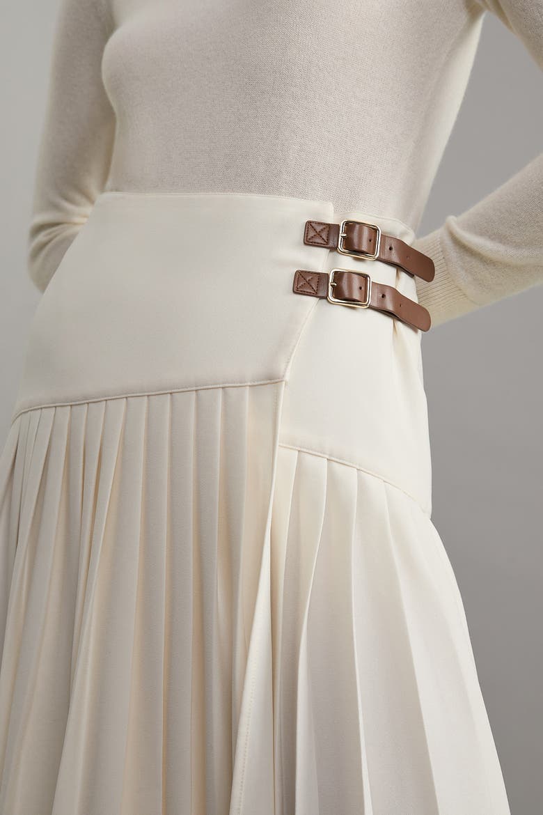 Buckle Detailed Maxi Skirt, Alternate, color, Ivory