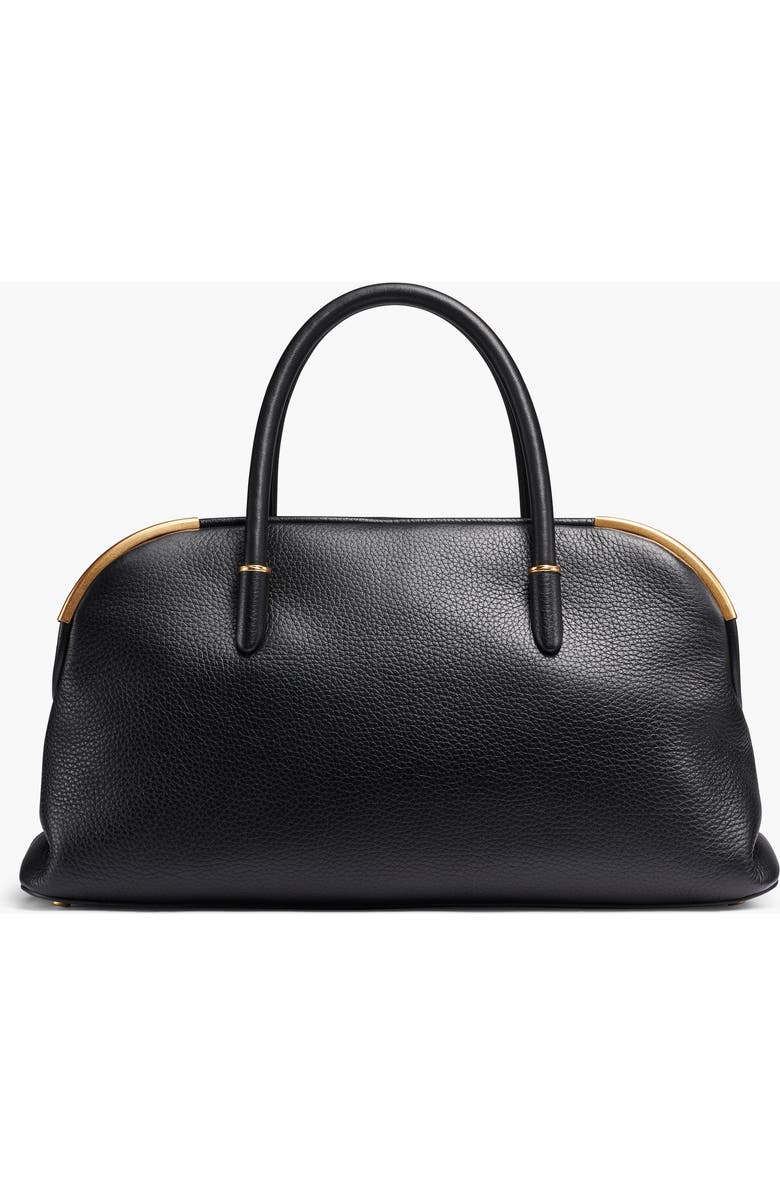 Donna Karan New York Satin Leather Satchel, Alternate, color, Black/Gold