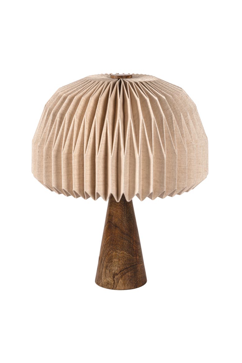 Sylvie 16" Modern Minimalist Paper Pleated Shade Mushroom Accent LED Table Lamp, Main, color, Natural