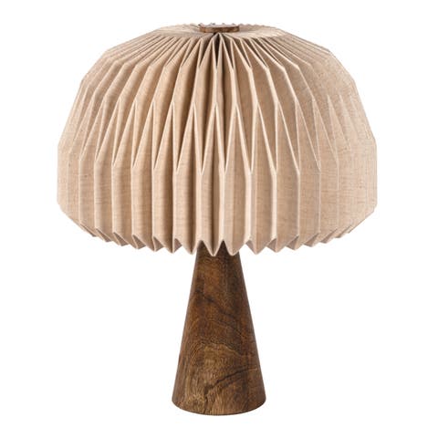 Sylvie 16" Modern Minimalist Paper Pleated Shade Mushroom Accent LED Table Lamp