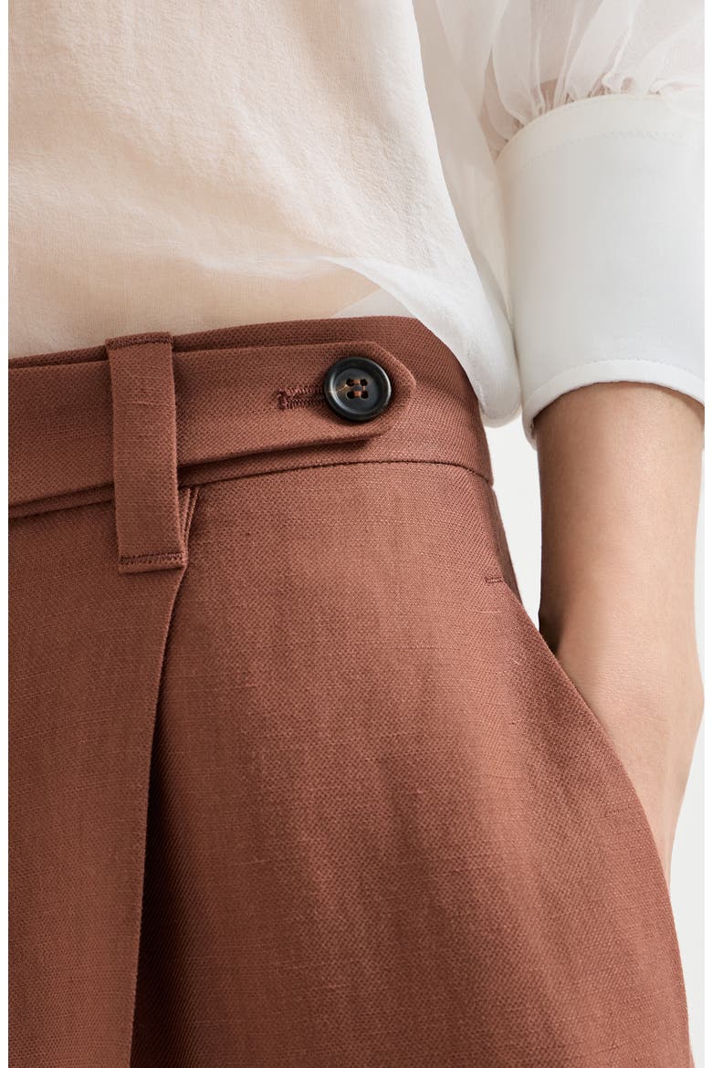 Fluid twill wide trousers with monili, Alternate, color, Red
